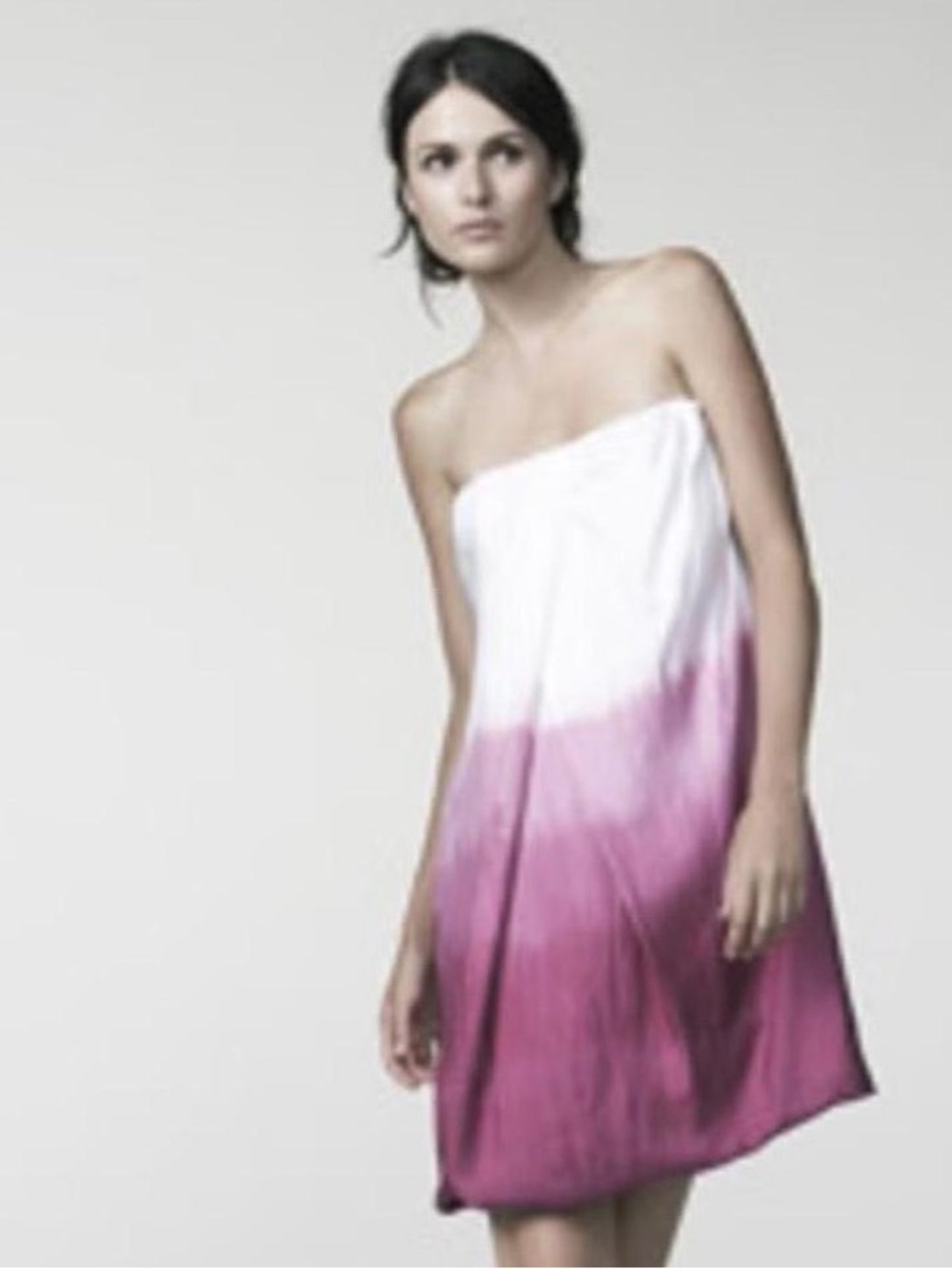 Women's Strapless Ombre Pink-White Summer Dress